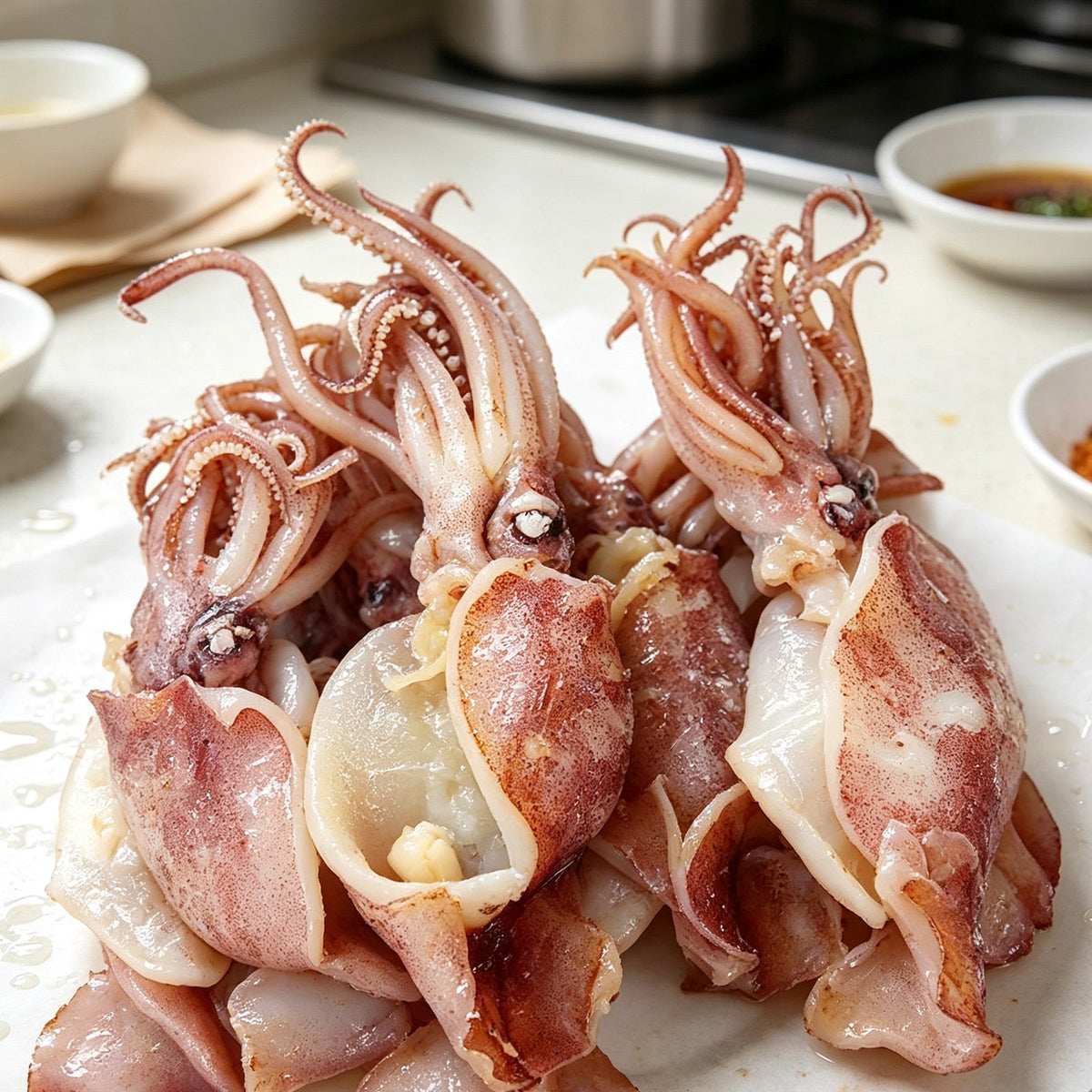 Fresh Whole Squid Ready To Cook