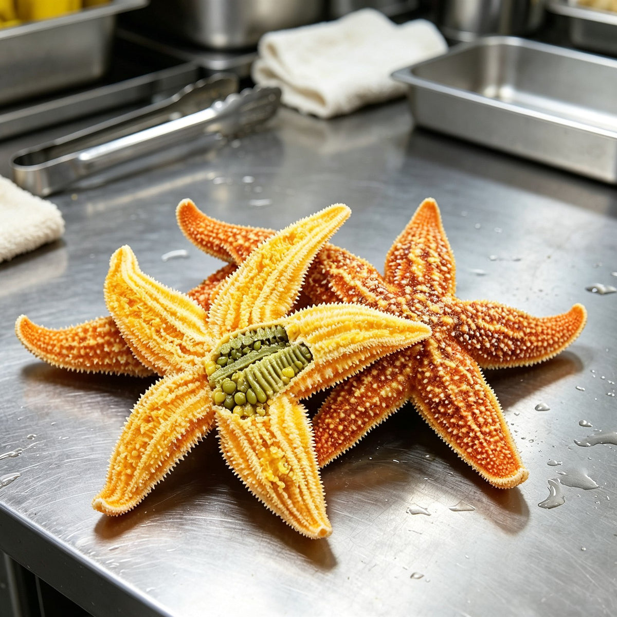 Fresh Orange Starfish Seafood Delicacy