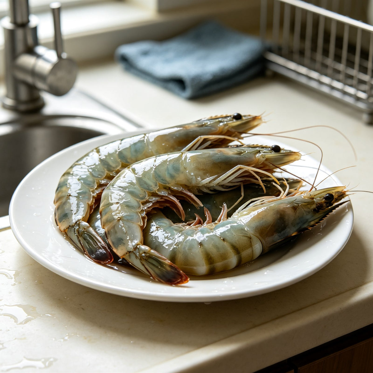 Fresh Whole Raw Grey Prawns